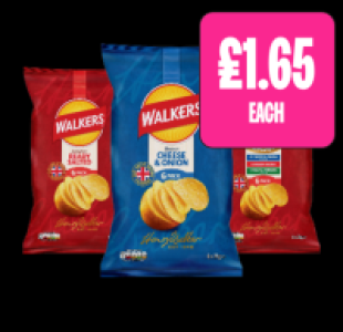 Walkers Ready Salted, Cheese & Onion, Classic Variety