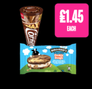 Budgens  Cornetto Max, Ben & Jerrys Cookie Dough Sandwich