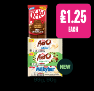 Budgens  KitKat Milk Chocolate, Aero Milkybar, Peppermint, Milkybar