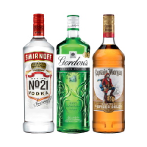 SMIRNOFF, GORDON&rsquo;S GIN & CAPTAIN MORGAN SPICED RUM