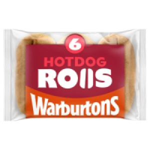 Warburtons Sliced Hotdog Rolls 6 Pack