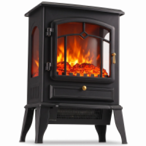 Rolipo 2000W 3-Sided Electric Fireplace Stove 3D Flame Black