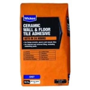 Wickes Ceramic Tile Adhesive Grey 12.5kg £12.99