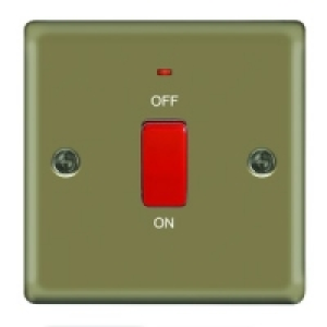 Wickes 45A Cooker Switch 1 Gang Pearl Nickel Raised Plate