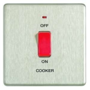 Wickes 45A Cooker Switch 1 Gang Brushed Steel Screwless Flat £26.99