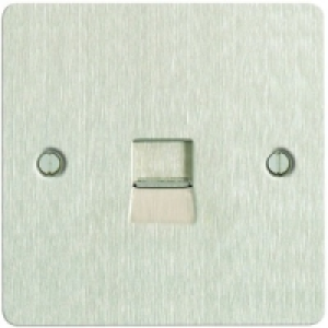 Wickes Telephone Socket Master 1 Gang Brushed Steel Ultra Fl