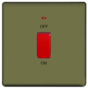 Wickes 45A Cooker Switch 1 Gang Pearl Nickel Screwless Flat