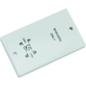 Wickes Dual Voltage Shaver Socket 2 Gang White Slimline