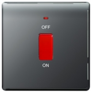 Wickes 45A Cooker Switch 1 Gang Black Nickel Screwless Flat