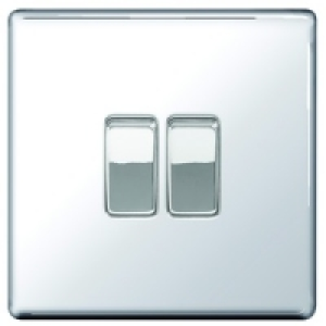 Wickes 10A Light Switch 2 Gang 2 Way Polished Chrome Screwle £14.49
