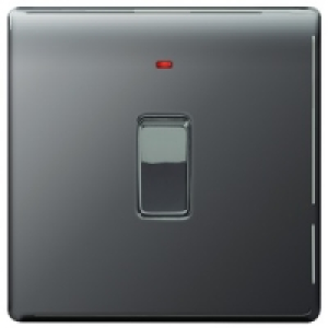 Wickes 20A Light Switch + LED 1 Gang Black Nickel Screwless