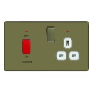 Wickes 45A Cooker Switch & 13A Socket Pearl Nickel Screwless