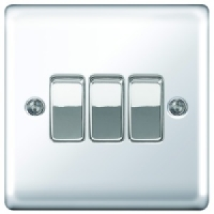 Wickes 10A Light Switch 3 Gang 2 Way Polished Chrome Raised  £10.49