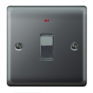 Wickes 20A Light Switch + LED 1 Gang Black Nickel Raised Pla £12.99