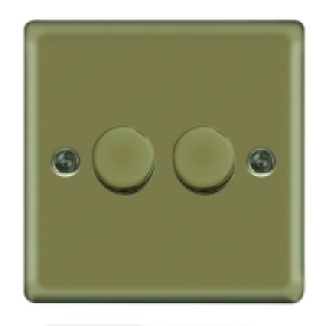 Wickes Dimmer Switch 2 Gang 2 Way 400W Pearl Nickel Raised P