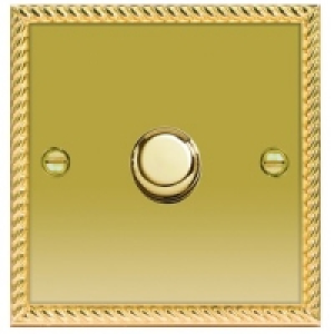 Wickes Dimmer Switch 1 Gang 2 Way 400W Polished Georgian Bra