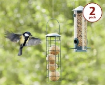 Filled High Energy Fat Ball and Seed Feeder