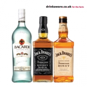 Budgens  Bacardi, Jack Daniels, Jack Daniels Tennessee Honey