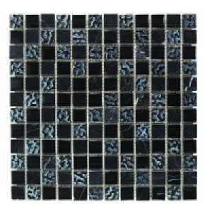 Black Gloss & Stone MIx Mosaic Sheet
