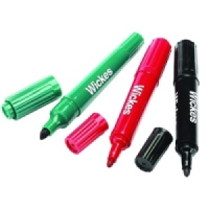 Wickes Permanent Twin Tip Marker Pens Pack 3 &pound;2.69
