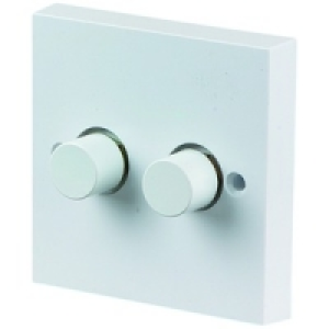 Push Dimmer 2 Gang 2 Way White 250W