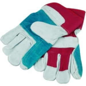 Wickes Superior Rigger Leather Gloves Grey/Red One Size £6.39
