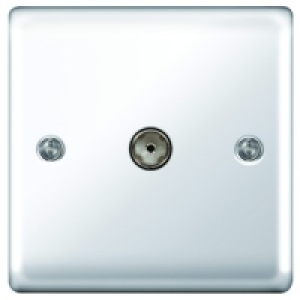 Wickes Coaxial Socket 1 Gang Polished Chrome Raised Plate