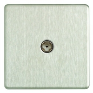 Wickes Coaxial Socket 1 Gang Brushed Steel Screwless Flat Pl £17.99