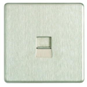 Wickes Telephone Socket Master 1 Gang Brushed Steel Screwles £13.49