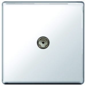 Wickes Coaxial Socket 1 Gang Polished Chrome Screwless Flat