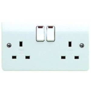 MK Logic Plus Switched Double Socket With Neon