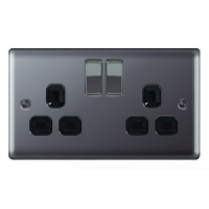Wickes 13A Switched Socket 2 Gang Black Nickel Raised Plate £9.99
