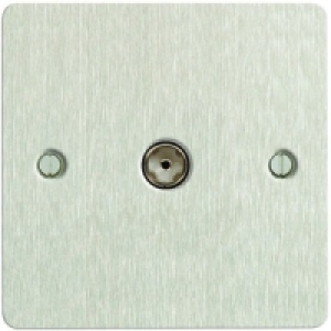 Wickes Coaxial Socket 1 Gang Brushed Steel Screwless Flat Pl