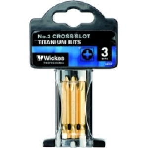 Wickes Titanium Screwdriver Bit Phillips No3 50mm Pack 3