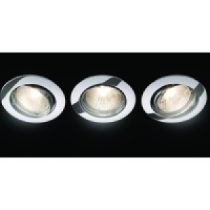Wickes Halogen Round Tilt Downlight Chrome 3 Pack £16.99