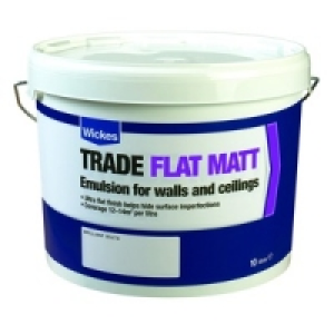 Wickes Trade Flat Matt Emulsion Paint Brilliant White 10L £21.99