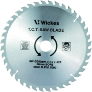 Wickes 40 Teeth Medium Cut Circular Saw Blade 250x30mm