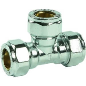 Wickes Compression Chrome Plated Tee 15mm £2.96