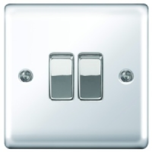 Wickes 10A Light Switch 2 Gang 2 Way Polished Chrome Raised  £8.49