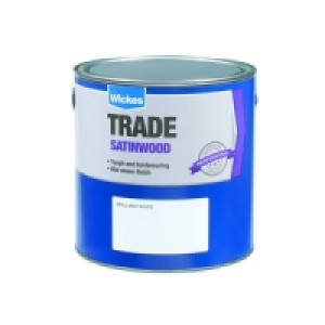 Wickes Trade Satinwood Paint Brilliant White 2.5L £16.49