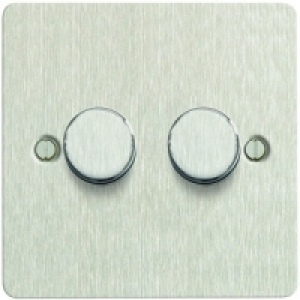 Wickes Dimmer Switch 2 Gang 2 Way 400W Brushed Steel Ultra F £20.49
