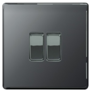 Wickes 10A Light Switch 2 Gang 2 Way Black Nickel Screwless  £14.49