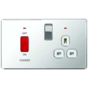 Wickes 45A Cooker Switch & 13A Socket Polished Chrome Screwl £29.99