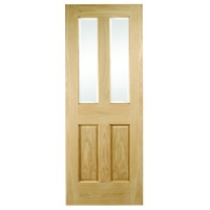 Wickes Cobham Internal Oak Veneer Door Glazed 4 Panel 1981x6 £109.00