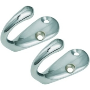 Wickes One Prong Hook Polished Chrome 2 Pack