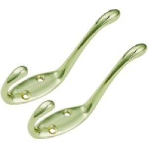 Wickes Hat And Coat Hook Polised Brass 2 Pack &pound;3.49
