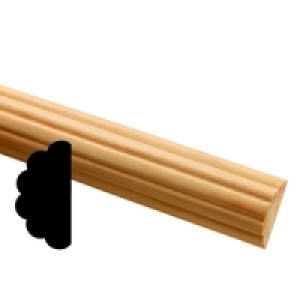 Wickes Pine Reeded Half Round Moulding FB1098 5x18.5x2400mm