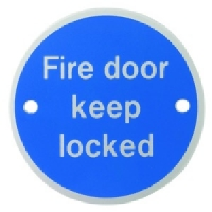 Wickes FD115 Fire Door Keep Locked Sign Satin Anodised Alumi £4.99