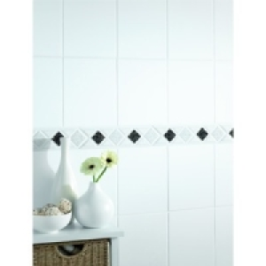 Wickes Diamond Black & Gold Gloss Ceramic Border Tile 280x75