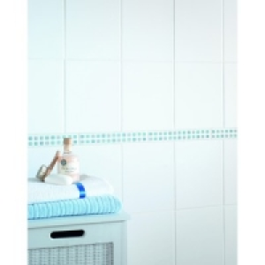 Wickes Blue Gloss Ceramic Mosaic Border Tile 250x35mm